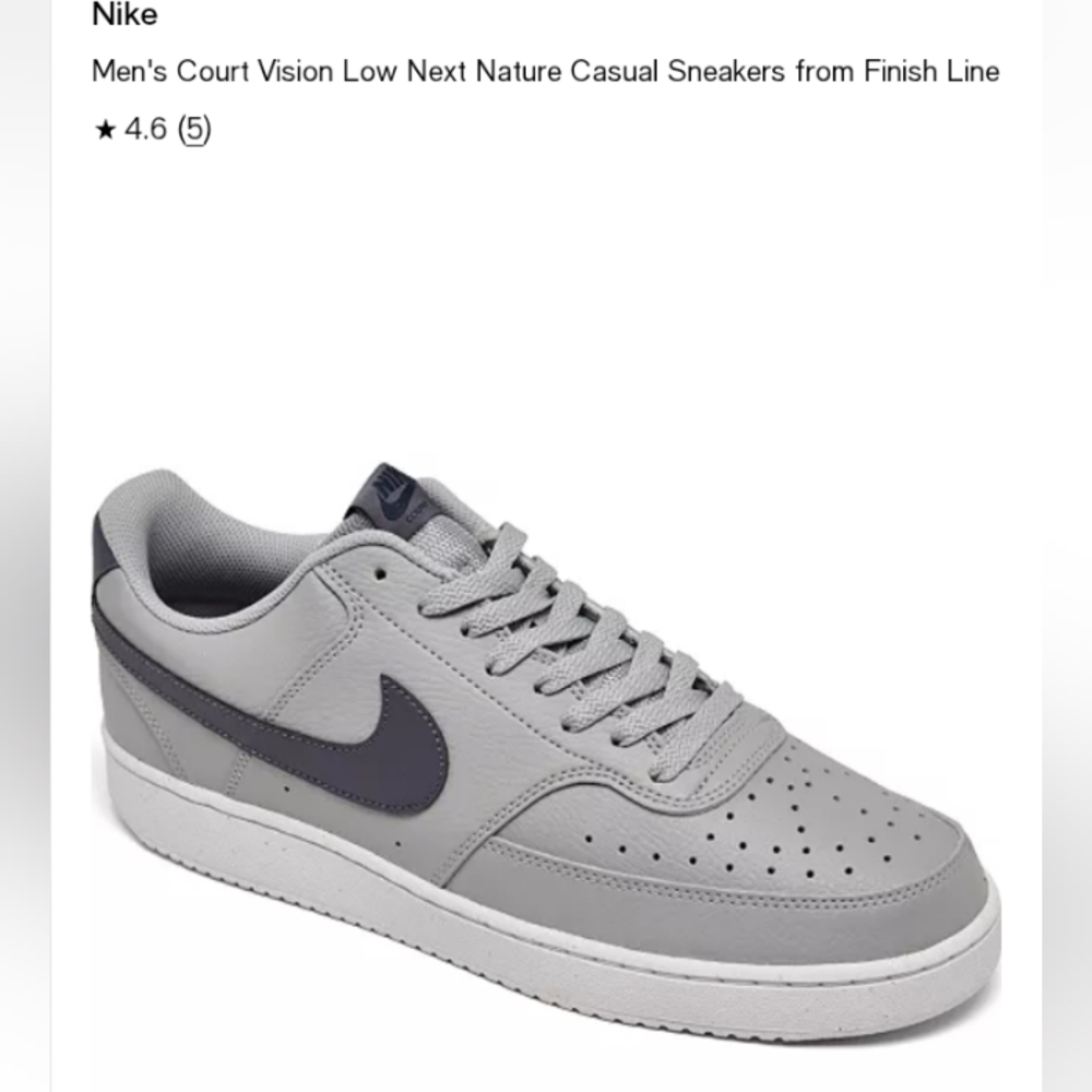 Nike Men's Court Vision Low Next Nature Sneakers - Gray